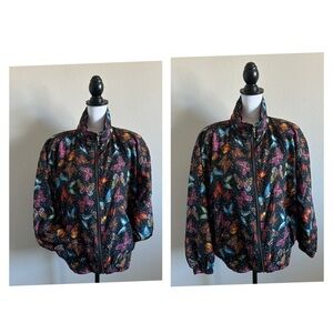 EVR 100% silk  vintage women’s butterfly windbreaker jacket